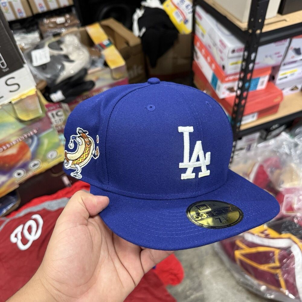 Los Angeles Dodgers New Era 59FIFTY 7 1/2 Hot Dog Side Patch Blue Fitted Hat
